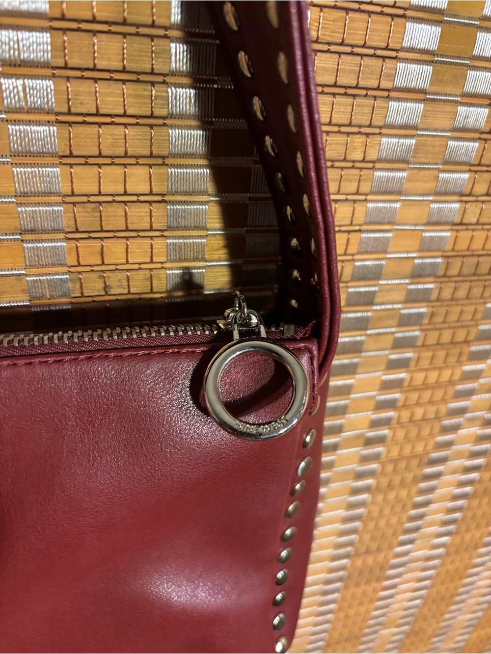 Nine West | Women’s Burgundy Faux Leather Studded Shoulder Bag - Picture 5 of 12